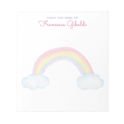 Regenbogen und Wolken in Aquarellfarben vom Schrei Notizblock (Vorderseite)