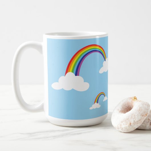 Regenbogen und Wolken in einem klaren Himmel Kaffeetasse (Mit Donut)