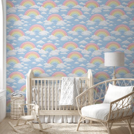 Regenbogen- und Wolken-Kinderzimmer Tapete