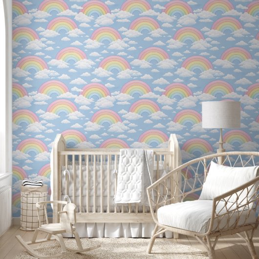Regenbogen- und Wolken-Kinderzimmer Tapete (Kinder)