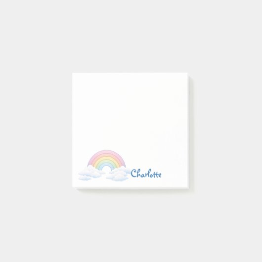 Regenbogen und Wolken mit deinem Namen Post-it Klebezettel (Vorderseite)