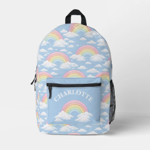 Regenbogen und Wolken mit Ihrem Namen Bedruckter Rucksack