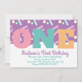 Regenbogen und Wolken Pastelsprinklen drehen sich Einladung (Vorderseite)