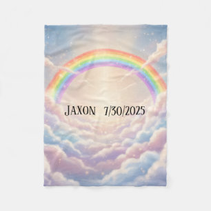 Regenbogen und Wolken - Personalisierte farbenfroh Fleecedecke