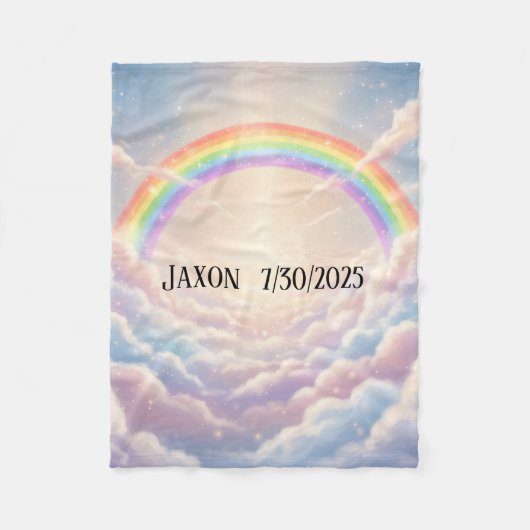 Regenbogen und Wolken - Personalisierte farbenfroh Fleecedecke (Vorderseite)
