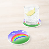 Regenbogen und Wolken-Untersetzer Sandstein Untersetzer (Seite)