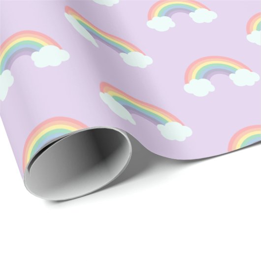 Regenbogen- und Wolkenmuster Geschenkpapier (Rolleneckpunkt)