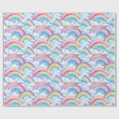 Regenbogen- und Wolkenmuster Geschenkpapier (Flach)