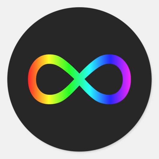 Regenbogen-Unendlichkeitssymbol Runder Aufkleber (Vorderseite)