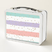 Regenbogen Unicorn Blumengesicht Schulessenbox Metall Brotdose (Rückseite)