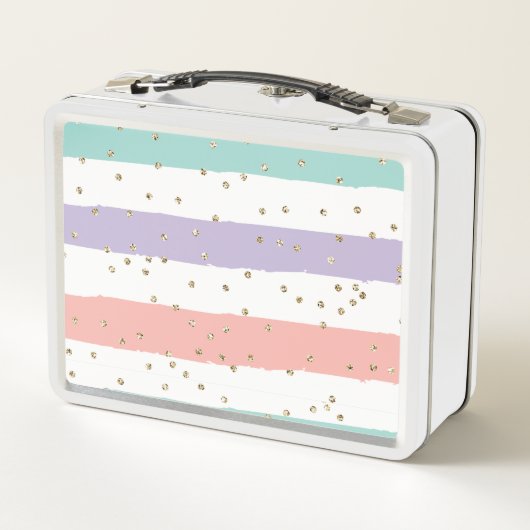 Regenbogen Unicorn Blumengesicht Schulessenbox Metall Brotdose (Rückseite)