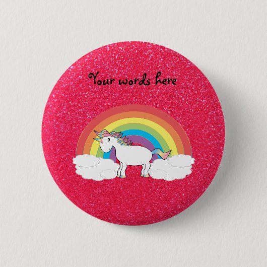 Regenbogen Unicorn-Rosa-Glitter Button (Vorderseite)