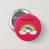 Regenbogen Unicorn-Rosa-Glitter Button (Vorne & Hinten)