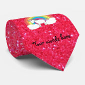 Regenbogen Unicorn-Rosa-Glitter Krawatte (Gerollt)