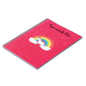 Regenbogen Unicorn-Rosa-Glitter Notizblock (Linke Seite)