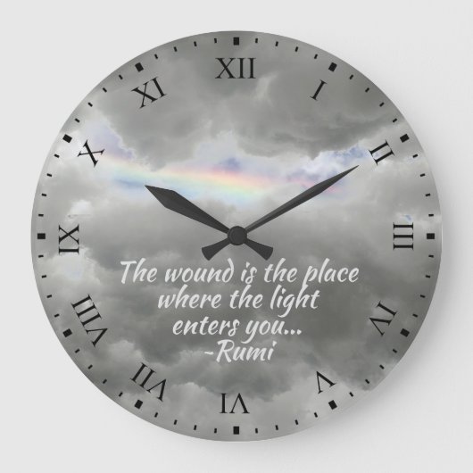 Regenbogen unter grauen Sturmwolken große Uhr (Vorderseite)