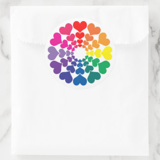 Regenbogen Valentinsherzen in einem Kreis Runder Aufkleber