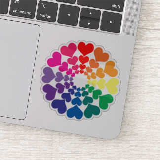 Regenbogen Valentinstag Herzen in einem Kreis Aufkleber