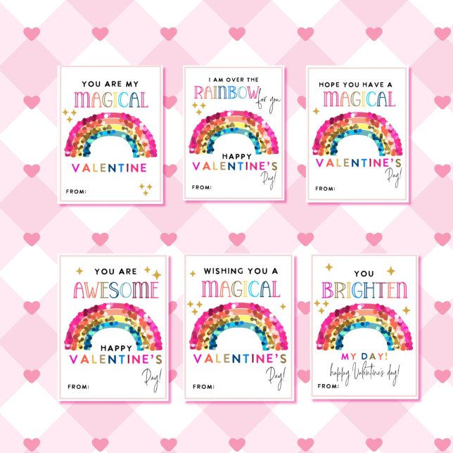 Regenbogen Valentinstag Kinder Klassenzimmer Karte (Rainbow valentine's day classroom cards)
