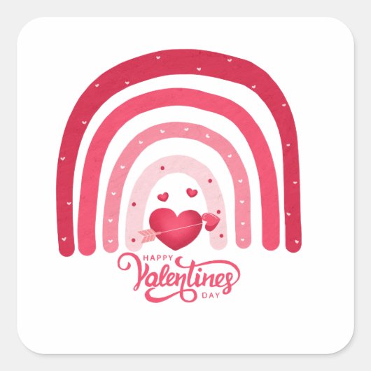 Regenbogen Valentinstag Quadratischer Aufkleber (Vorderseite)
