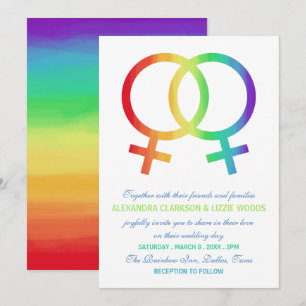 Regenbogen-Venus-Symbol Lesbische Hochzeit Einladung