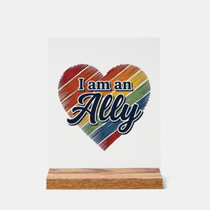 Regenbogen-Verbündeter-Herz-Vektor-Shirt-Design_1 Acrylschild