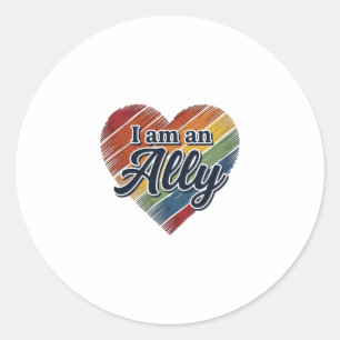 Regenbogen-Verbündeter-Herz-Vektor-Shirt-Design_1 Runder Aufkleber