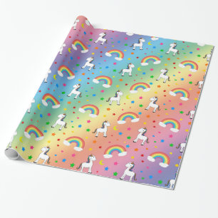 Regenbogen vereint Herz-Sternenmuster Geschenkpapier