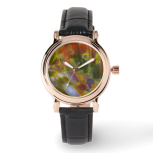 Regenbogen versteinertes Holz Armbanduhr