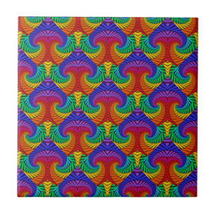 Regenbogen Vintage Psychedelischer Fraktal Kaleido Fliese
