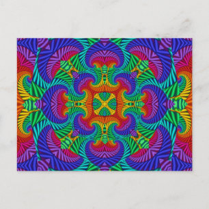 Regenbogen Vintage Psychedelischer Fraktal Kaleido Postkarte