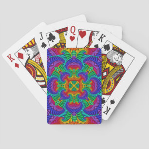 Regenbogen Vintage Psychedelischer Fraktal Kaleido Spielkarten