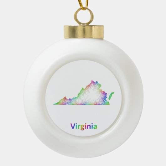 Regenbogen-Virginia-Karte Keramik Kugel-Ornament (Vorderseite)