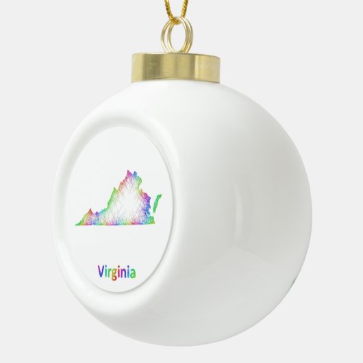 Regenbogen-Virginia-Karte Keramik Kugel-Ornament (Rechts)