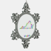 Regenbogen-Virginia-Karte Schneeflocken Zinn-Ornament (Links)