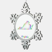 Regenbogen-Virginia-Karte Schneeflocken Zinn-Ornament (Rechts)