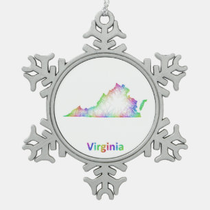 Regenbogen-Virginia-Karte Schneeflocken Zinn-Ornament