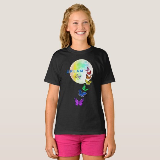 Regenbogen Vollmond und Schmetterlinge Traum Big T-Shirt (Vorne ganz)