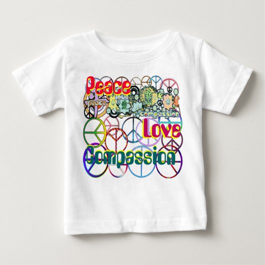 Regenbogen von Colors Peace Sign Collage Baby T-shirt (Vorderseite)