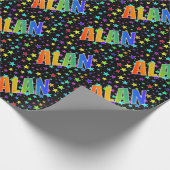 Regenbogen Vorname "ALAN" + Sterne Geschenkpapier (Ecke)