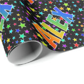 Regenbogen- Vorname "ALEX" + Sterne Geschenkpapier (Rolleneckpunkt)