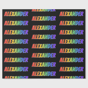 Regenbogen Vorname "ALEXANDER"; Spaß & Bunt Geschenkpapier