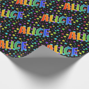 Regenbogen Vorname "ALICE" + Sterne Geschenkpapier