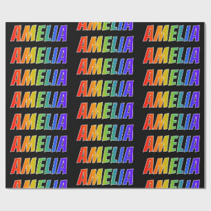 Regenbogen Vorname "AMELIA"; Spaß & Bunt Geschenkpapier
