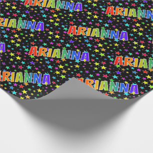 Regenbogen Vorname "ARIANNA" + Sterne Geschenkpapier