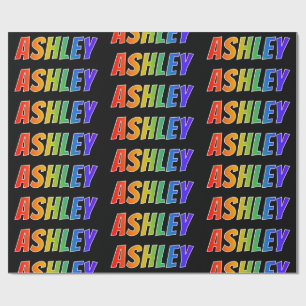 Regenbogen Vorname "ASHLEY"; Lustig & Bunt Geschenkpapier