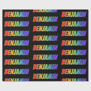 Regenbogen Vorname "BENJAMIN"; Lustig & Bunt Geschenkpapier