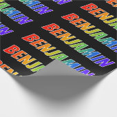 Regenbogen Vorname "BENJAMIN"; Lustig & Bunt Geschenkpapier (Ecke)