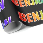 Regenbogen Vorname "BENJAMIN"; Lustig & Bunt Geschenkpapier (Rolleneckpunkt)