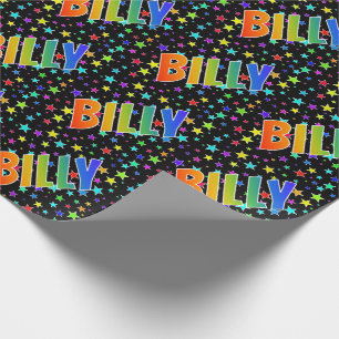 Regenbogen Vorname "BILLY" + Sterne Geschenkpapier